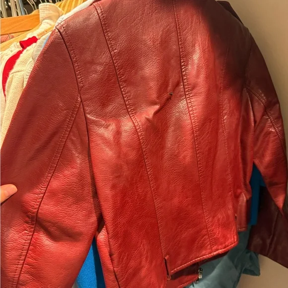 Elegant Burgundy Zara pleather Jacket - Picture 6 of 6